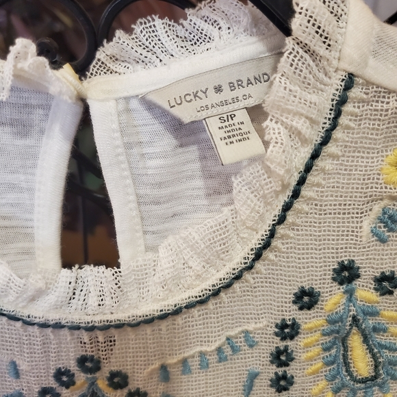 LUCKY BRAND WHITE EMBROIDERED SHIRT SIZE S - Picture 5 of 14